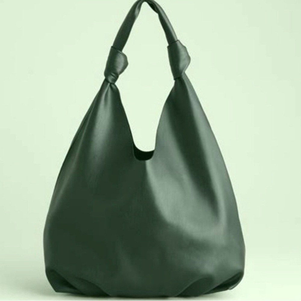 Elizabeth & James Purse Black Knotted Hobo Bag Vegan Leather Slouchy Lightweight